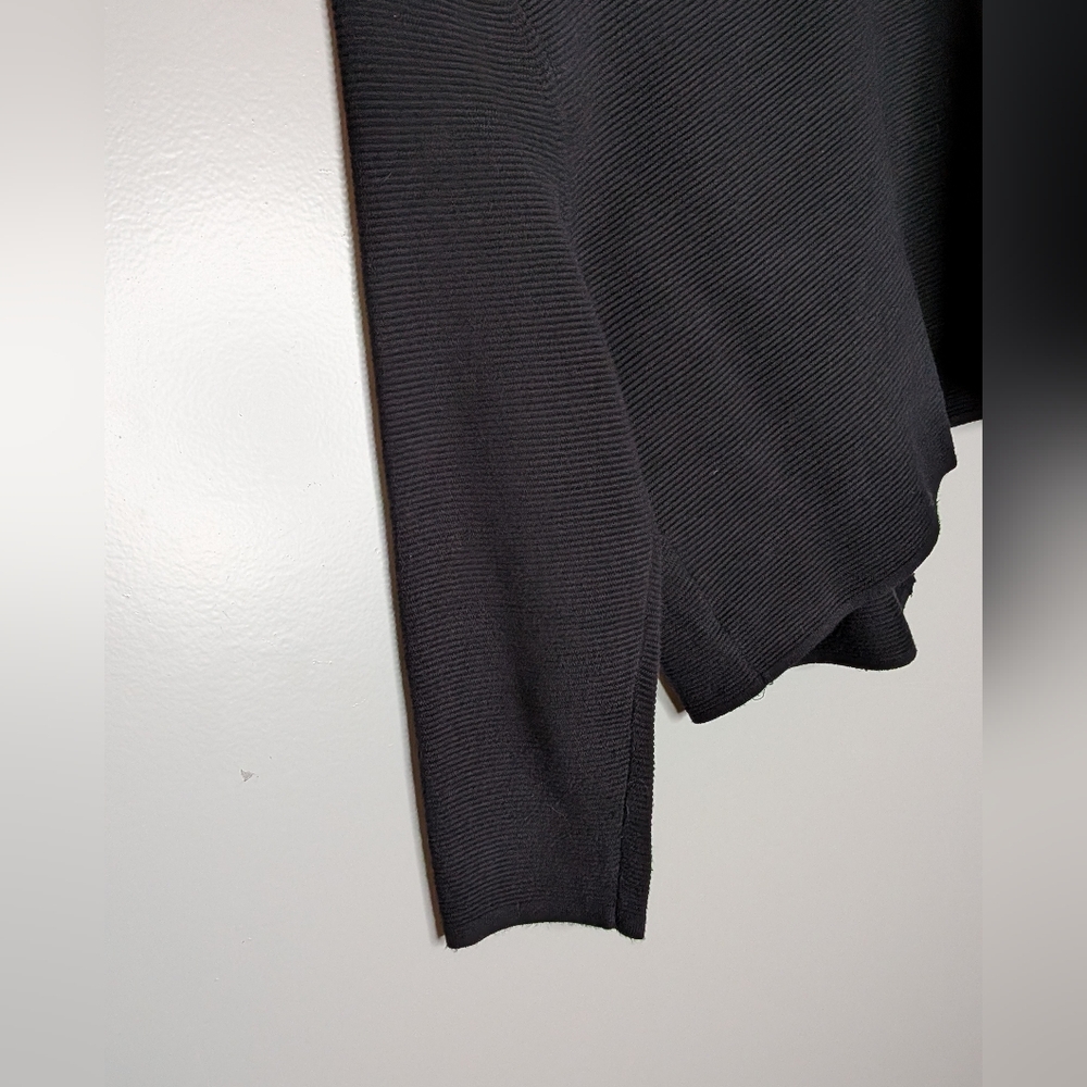 Charter Club Cardigan Sweater Black TexturedOpen Front Cropped‎ Size M - Picture 9 of 16